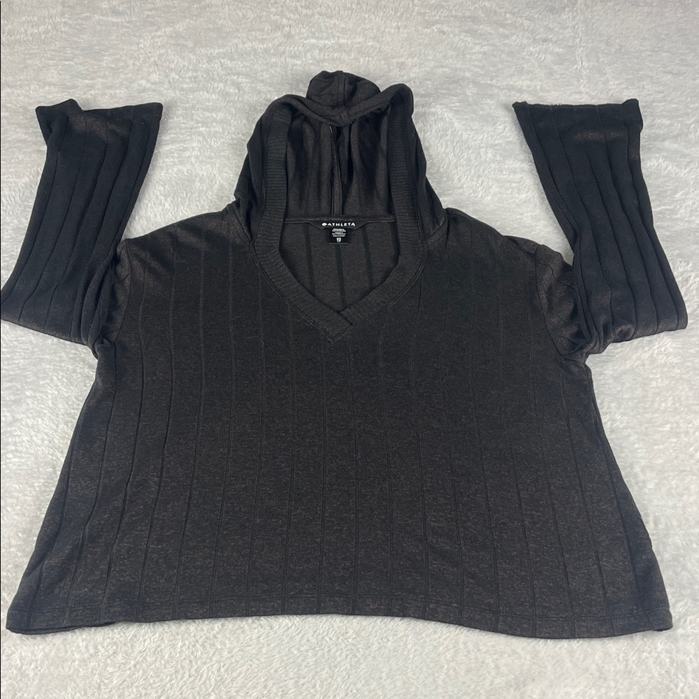 Athleta Women's XS Charcoal Long Sleeve Hooded‎ Top